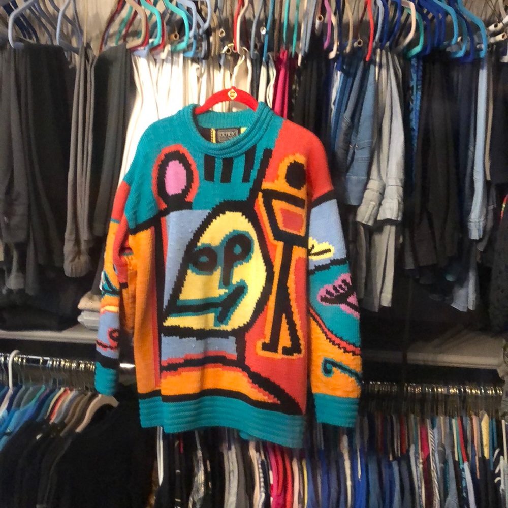 Hand knit Berek   sweater .  Beautiful colors